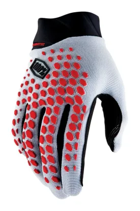 100% Geomatic Glove - Gray-Racer Red