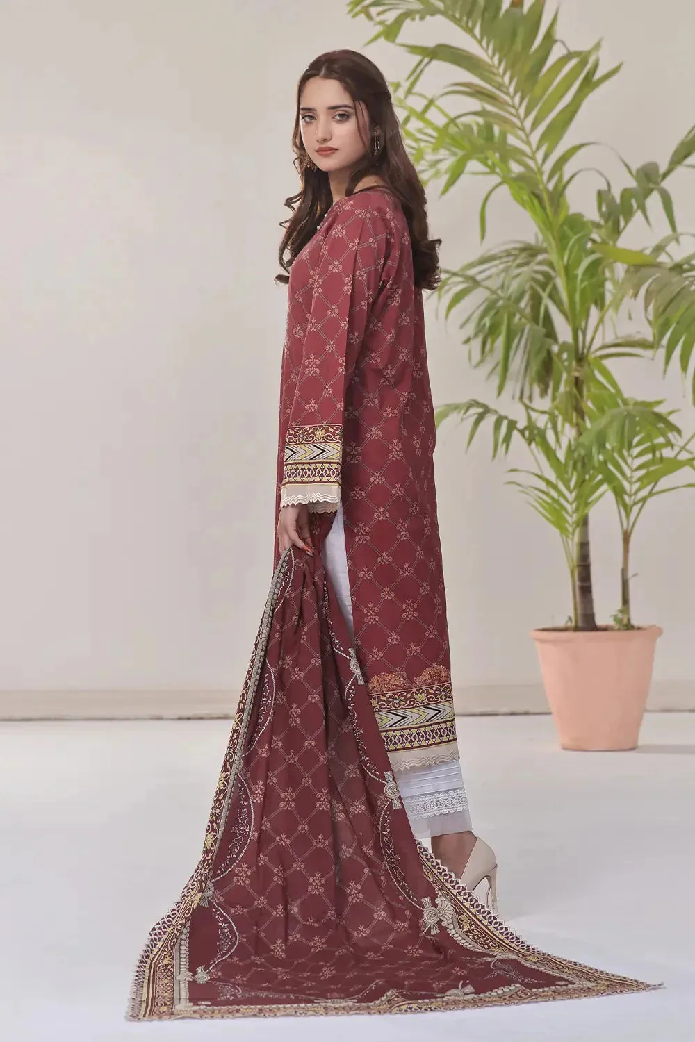 2PC Unstitched Printed Lawn Shirt and Dupatta KSD-2478