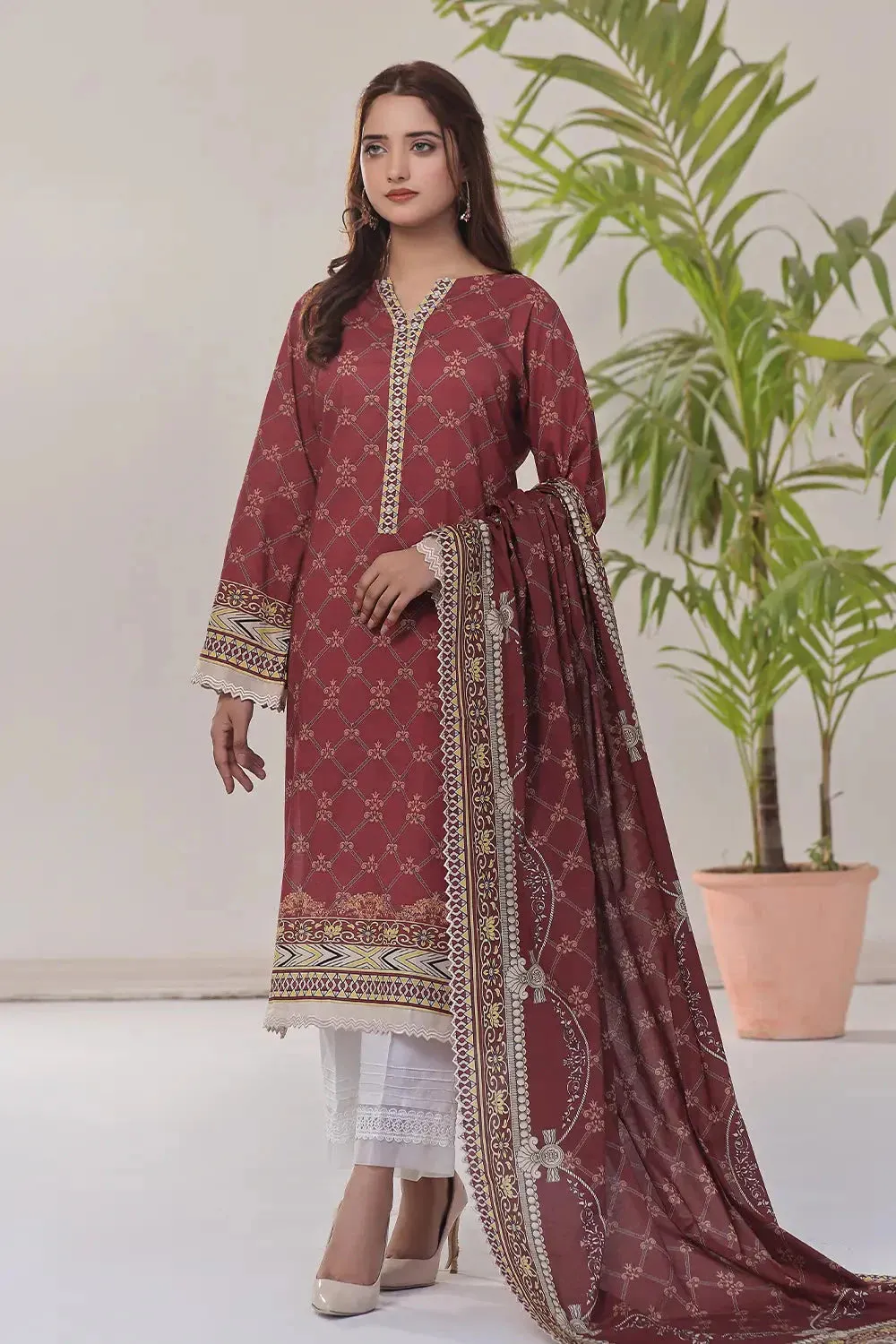 2PC Unstitched Printed Lawn Shirt and Dupatta KSD-2478