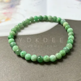 5.4mm A-Grade Natural Moss On Snow Jadeite Beaded Bracelet No.190378