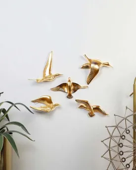 Aluminum Bird Wall Decor | Set of 5 | Multiple Colors