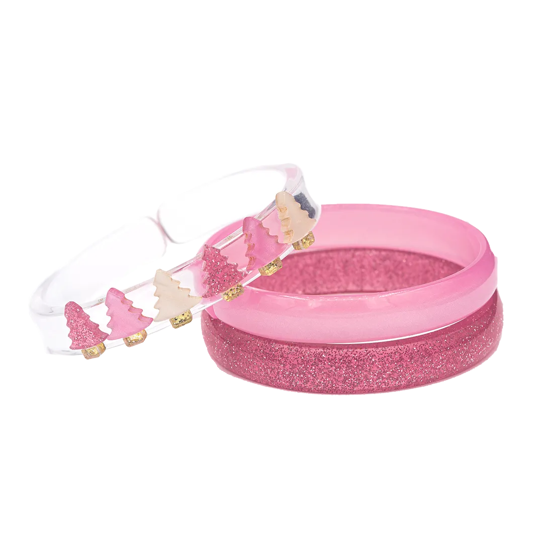 Bangle Set - Pink Glitter Trees