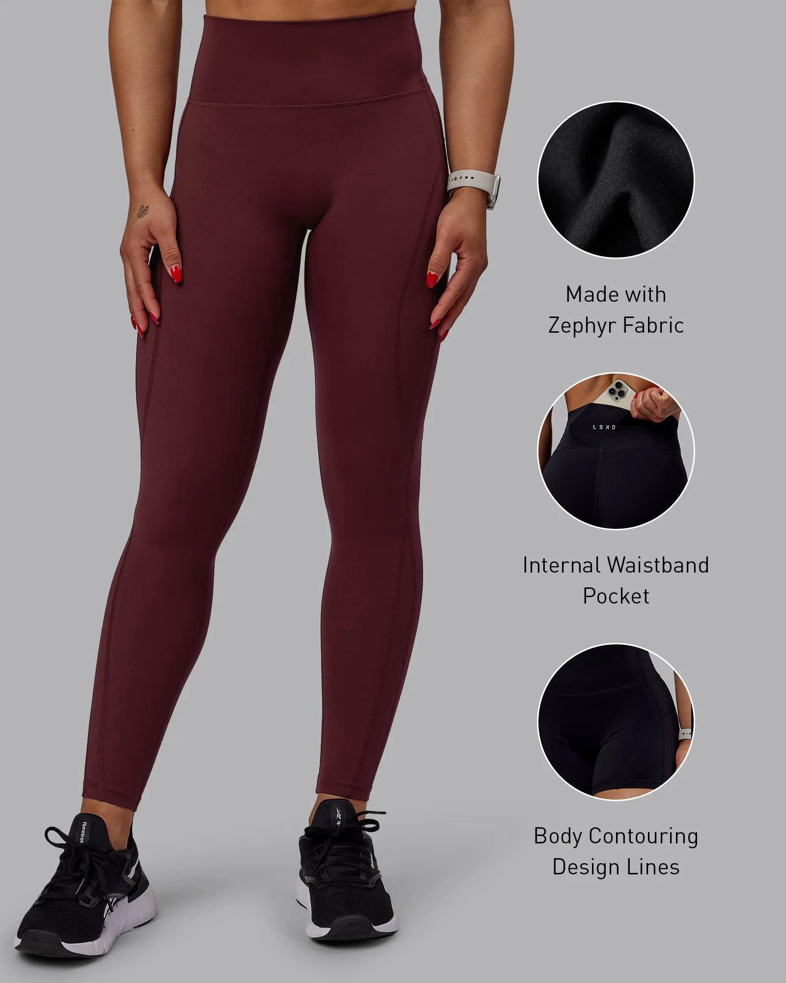 Bend Full Length Leggings - Dark Cherry