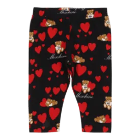 Black Leggings with All Over Heart Bear Print