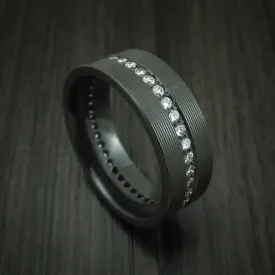 Black Titanium And Lab Diamonds Eternity Men's Ring Custom Made Band