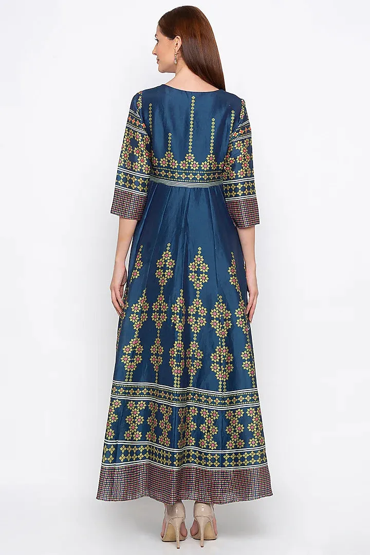 Blue Print & Embroidered Anarkali