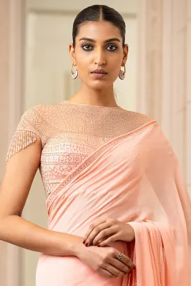 Blush Pink Embroidered Saree Set