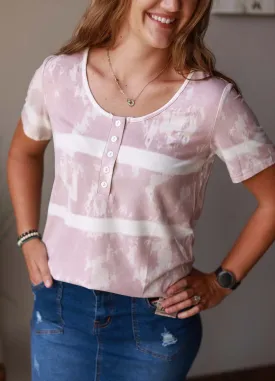 Blush Tie Dye Henley Top • 2XL PLUS