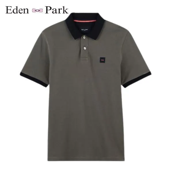 Eden Park Green/Grey Short Sleeve Polo Grey