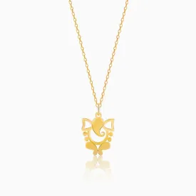 Golden Ganapati Silhouette Pendant with Link Chain