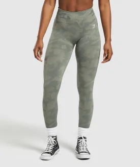 Gymshark Adapt Camo Seamless Leggings - Unit Green/Chalk Green