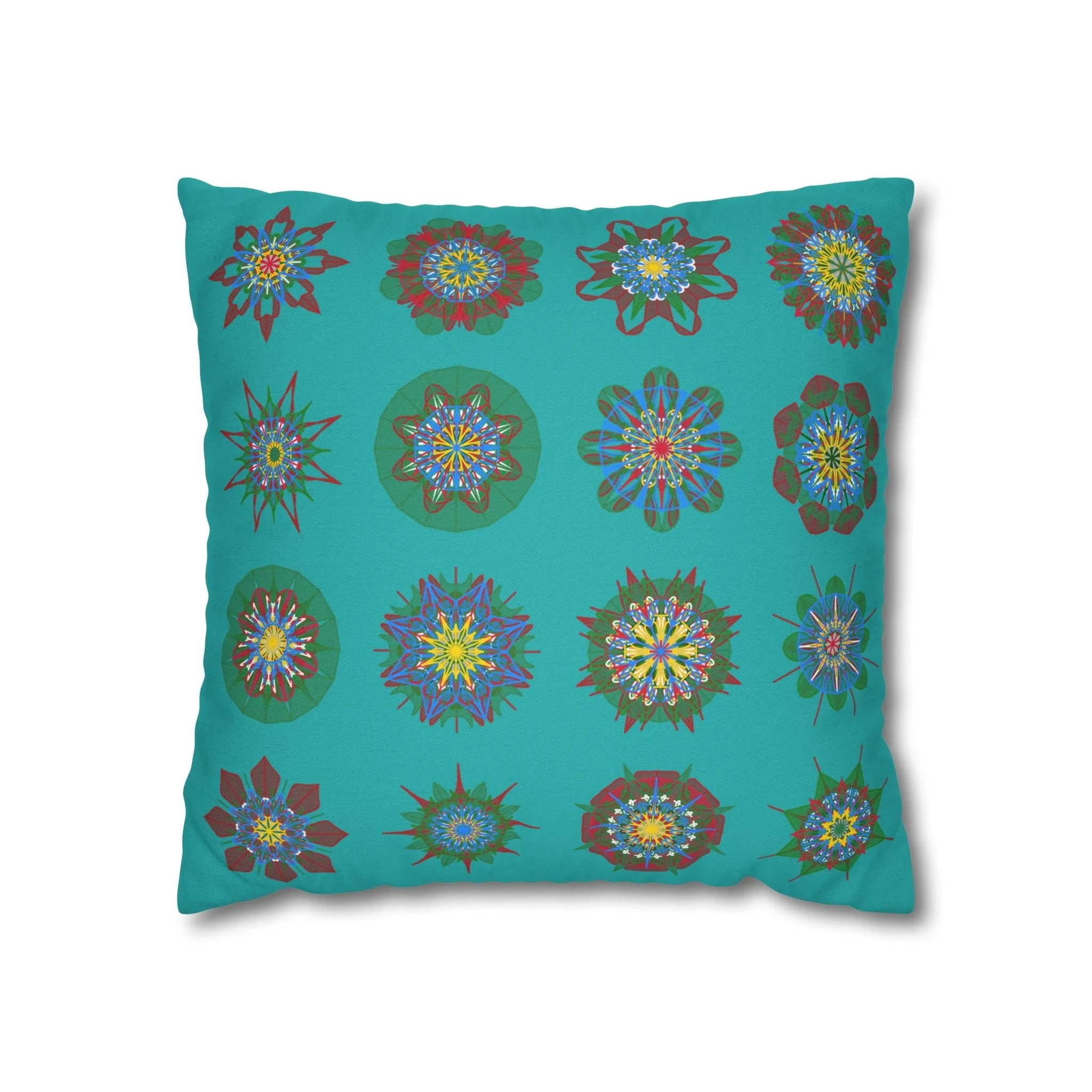 Handmade Mandala Art Pillowcase - Light Sea Green