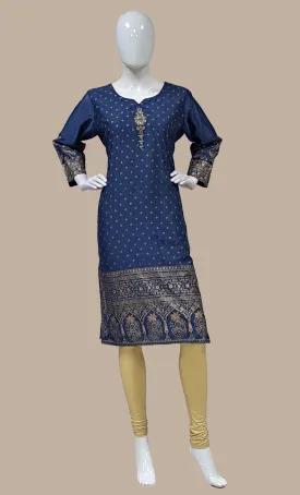 Indigo Blue Embroidered Kurti Top