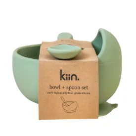 Kiin Baby Silicone Bowl   Spoon Set - Sage