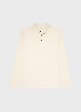 Men's Sea Island Cotton Long Sleeve Polo Shirt in Undyed