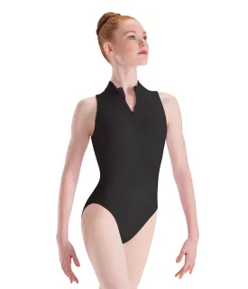 Motionwear Women's Zip-Front Mock-T High-Cut Leotard