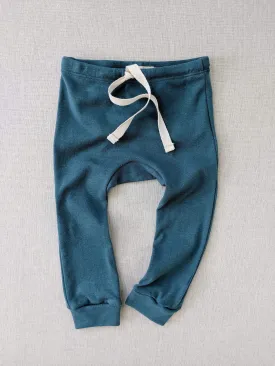 organic cotton drawstring leggings - azure