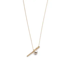 "Drosera"  Diamond Akoya Pearl Bar Necklace