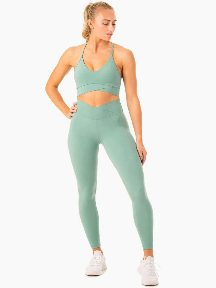 SERENE CROSS OVER SCRUNCH LEGGINGS GREEN