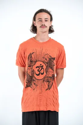 Sure Design Mens Ohm and Koi fish T-Shirt Orange